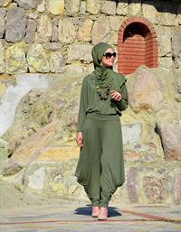 hesna şalvar takım haki yeşil