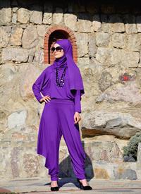 hesna şalvar takım mor