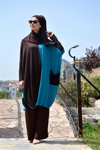 Hira Tunik Turkuaz-Kahve