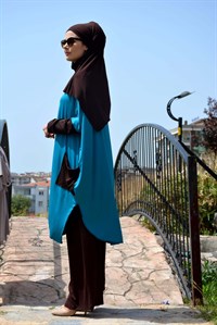 Hira Tunik Turkuaz-Kahve