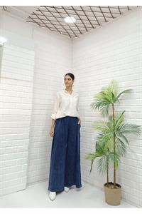 Kadın Belli lastikli Bol Paça Pantolon