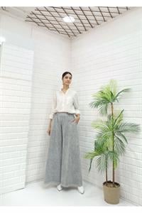 Kadın Belli lastikli Bol Paça Pantolon