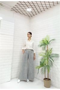 Kadın Belli lastikli Bol Paça Pantolon