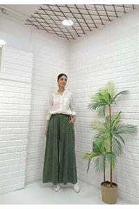 Kadın Belli lastikli Bol Paça Pantolon