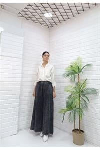 Kadın Belli lastikli Bol Paça Pantolon