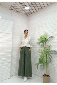 Kadın Belli lastikli Bol Paça Pantolon