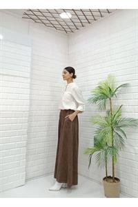 Kadın Belli lastikli Bol Paça Pantolon