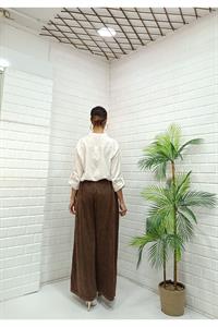 Kadın Belli lastikli Bol Paça Pantolon