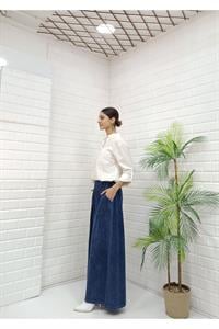 Kadın Belli lastikli Bol Paça Pantolon