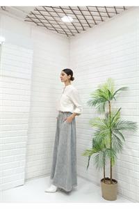 Kadın Belli lastikli Bol Paça Pantolon