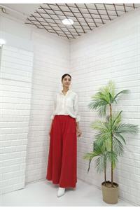 Kadın Belli lastikli Bol Paça Pantolon