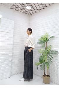 Kadın Belli lastikli Bol Paça Pantolon