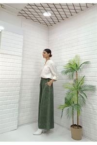 Kadın Belli lastikli Bol Paça Pantolon