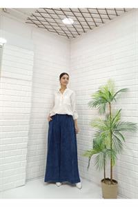 Kadın Belli lastikli Bol Paça Pantolon