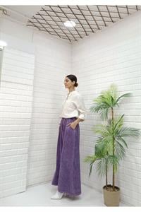 Kadın Belli lastikli Bol Paça Pantolon