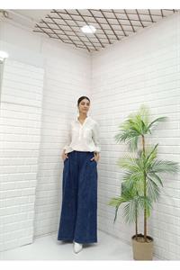 Kadın Belli lastikli Bol Paça Pantolon