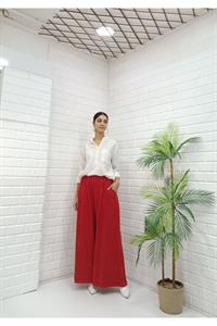 Kadın Belli lastikli Bol Paça Pantolon