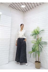 Kadın Belli lastikli Bol Paça Pantolon