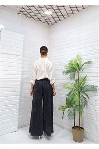 Kadın Belli lastikli Bol Paça Pantolon