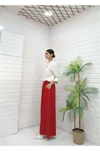 Kadın Belli lastikli Bol Paça Pantolon