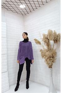 Kadın Bisiklet Yaka Asimetrik Kesim Tek Cepli Bluz