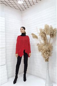 Kadın Bisiklet Yaka Asimetrik Kesim Tek Cepli Bluz