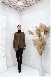 Kadın Bisiklet Yaka Asimetrik Kesim Tek Cepli Bluz