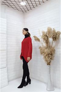 Kadın Bisiklet Yaka Asimetrik Kesim Tek Cepli Bluz