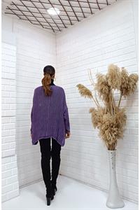 Kadın Bisiklet Yaka Asimetrik Kesim Tek Cepli Bluz