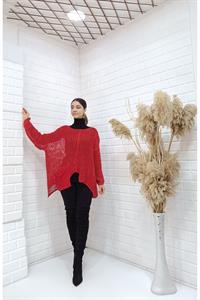 Kadın Bisiklet Yaka Asimetrik Kesim Tek Cepli Bluz