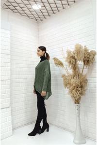 Kadın Bisiklet Yaka Asimetrik Kesim Tek Cepli Bluz