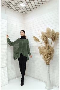 Kadın Bisiklet Yaka Asimetrik Kesim Tek Cepli Bluz