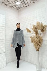 Kadın Bisiklet Yaka Asimetrik Kesim Tek Cepli Bluz