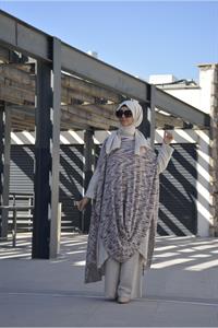 Kadın Bisiklet Yaka Asimetrik Kesim Yarasa Kol Panço