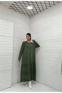 Kadın Bisiklet Yaka Düğme Detaylı Elbise