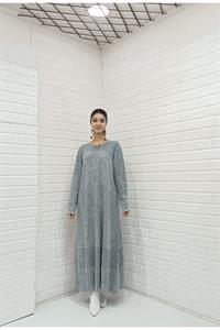 Kadın Bisiklet Yaka Düğme Detaylı Elbise