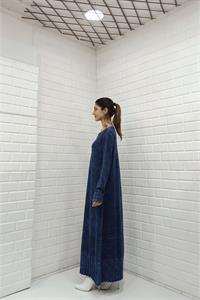 Kadın Bisiklet Yaka Düğme Detaylı Elbise