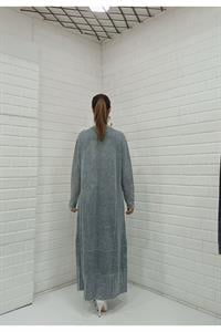 Kadın Bisiklet Yaka Düğme Detaylı Elbise