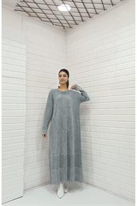 Kadın Bisiklet Yaka Düğme Detaylı Elbise