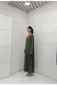 Kadın Bisiklet Yaka Düğme Detaylı Elbise