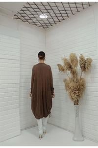 Kadın Bisiklet Yaka Etekleri İp Detaylı Yanları Yırtmaçlı Tunik