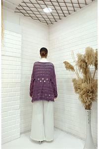 Kadın Bisiklet Yaka Etekleri Püskül Detaylı Delikli Bluz