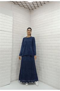 Kadın Bisiklet Yaka Etekleri Tül Detaylı Takım