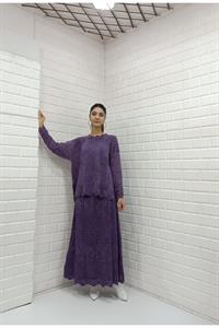 Kadın Bisiklet Yaka Etekleri Tül Detaylı Takım