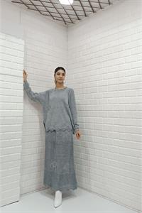 Kadın Bisiklet Yaka Etekleri Tül Detaylı Takım