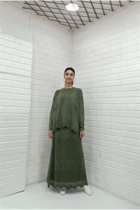 Kadın Bisiklet Yaka Etekleri Tül Detaylı Takım