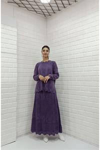 Kadın Bisiklet Yaka Etekleri Tül Detaylı Takım