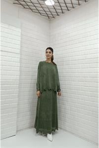 Kadın Bisiklet Yaka Etekleri Tül Detaylı Takım