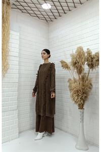 Kadın Bisiklet Yaka Önü Püskül Detaylı Tunik