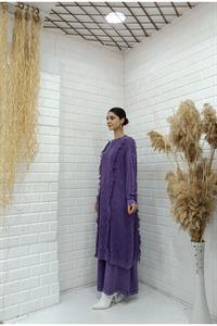 Kadın Bisiklet Yaka Önü Püskül Detaylı Tunik